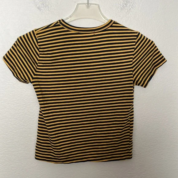 8 BALL T-SHIRT BY TRULY MADLY DEEPLY L.A. DK NAVY&YELLOW STRIPES SZ M GREAT COND - Picture 4 of 4